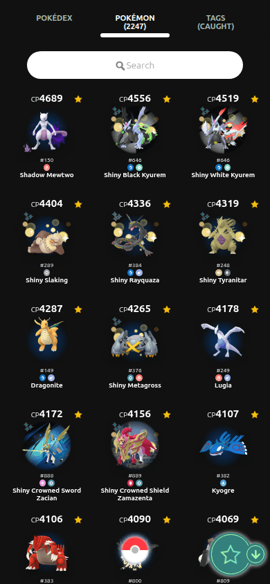 Collection PokeGo Nexus mobile screenshot